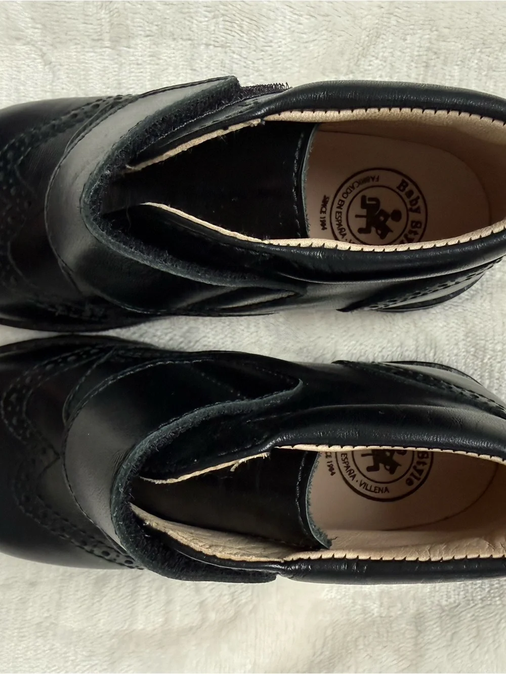 Children's Black Leather Velcro Ankle Boots
